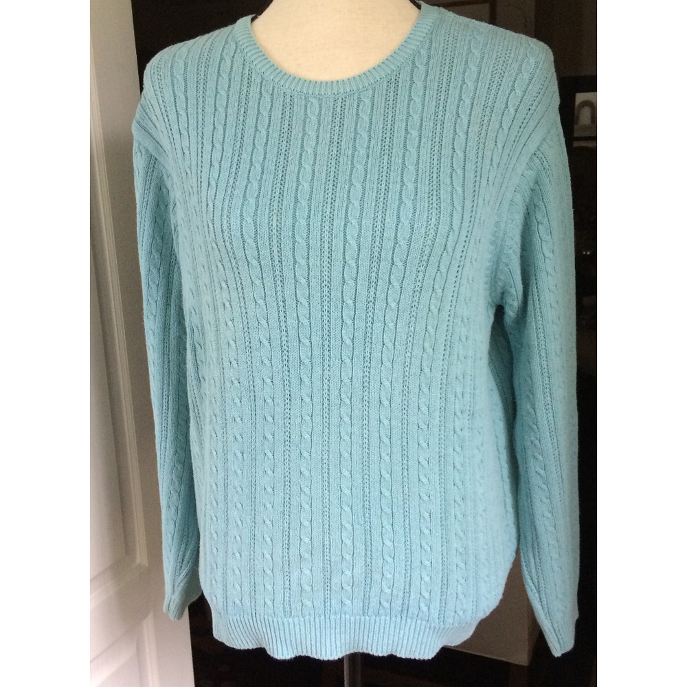 Talbots Sweater Blue Cable Knit Cotton M